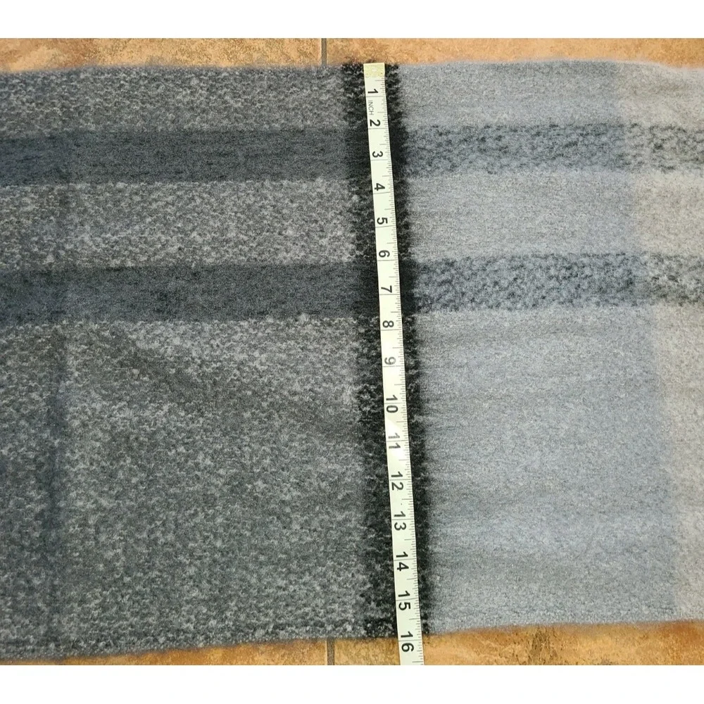 Women's Blanket Scarf Gray Stripe Brushed Fringe 16‎ x 72 Inches Cozy Warm